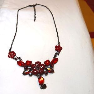 Costume Jewelry 18" Necklace Red Floral